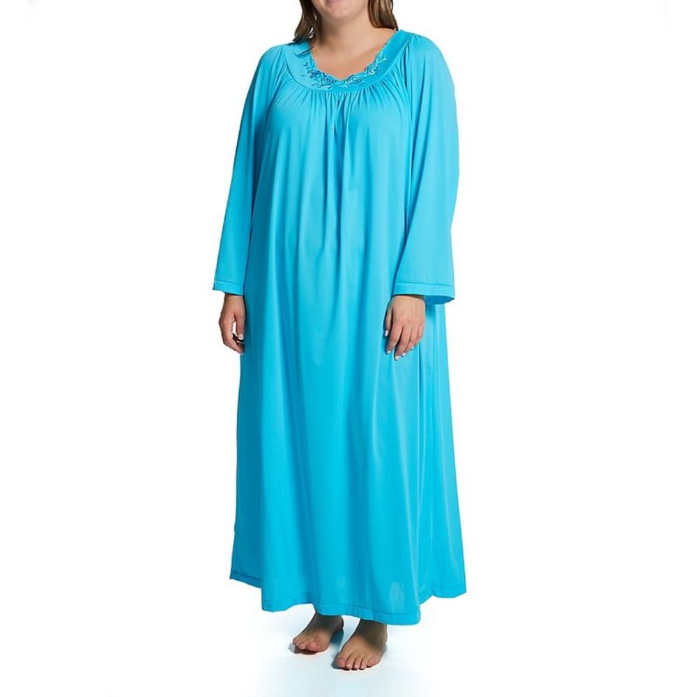 Shadowline Plus Petals 53 Inch Long Sleeve Gown -  turqouise  33280X